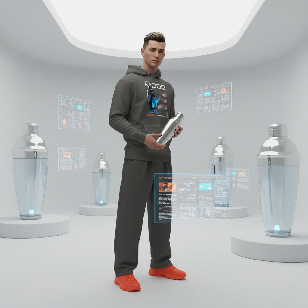 Mood Shaken hoodie with QR code for AR video activation