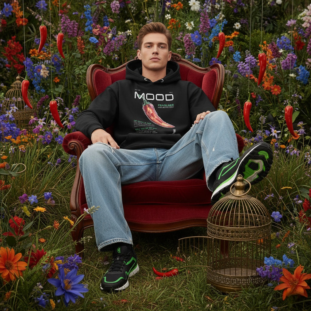 Mood Fearless hoodie with QR code for AR video activation