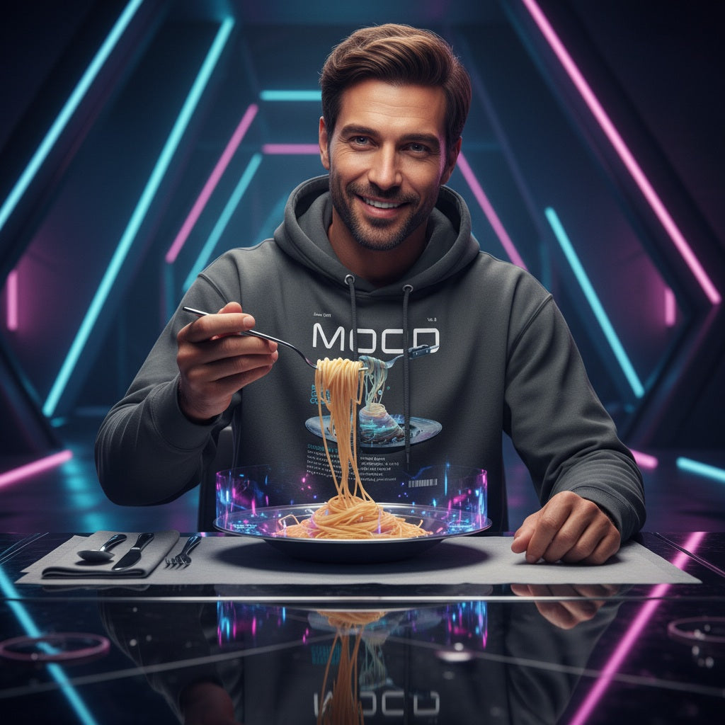 Mood Energized hoodie with QR code for AR video activation