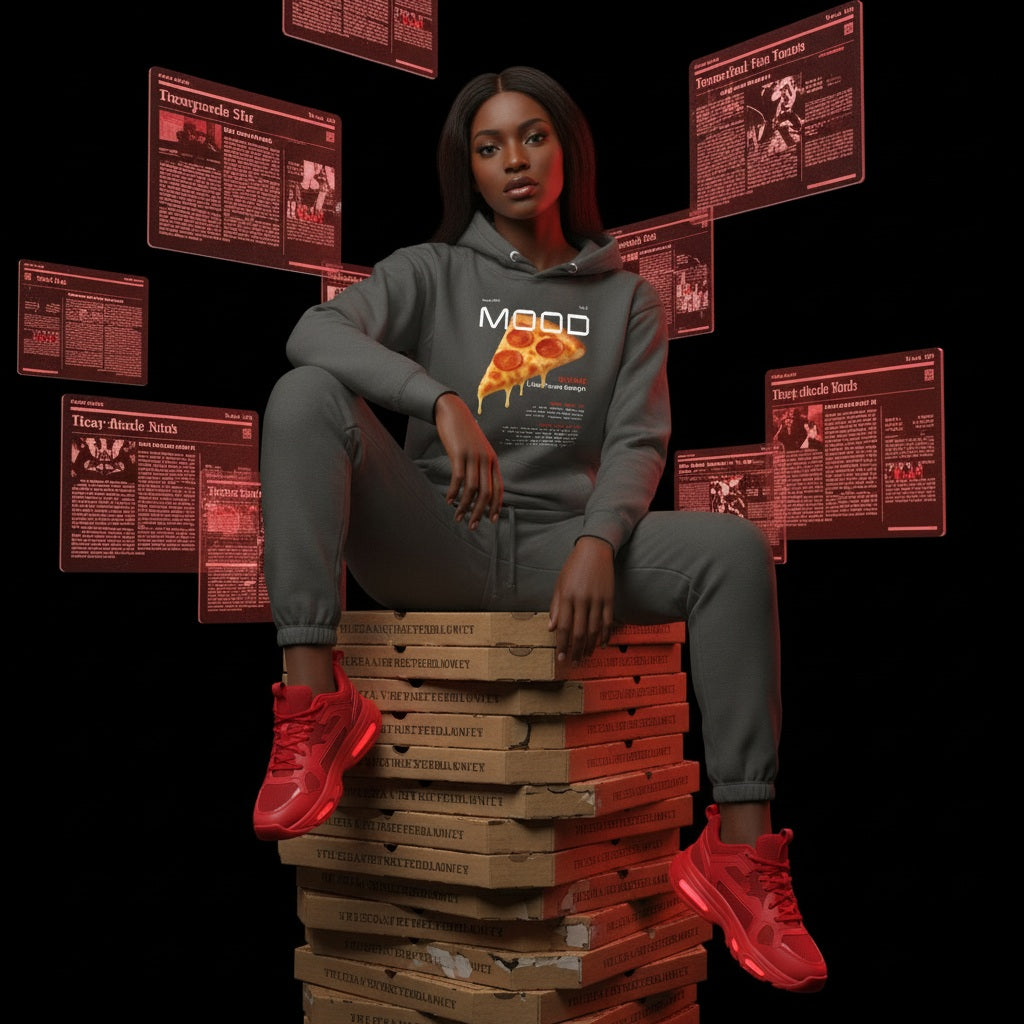 Mood Rising hoodie with QR code for AR video activation