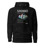 AR Black hoodie with sushi rolls graphic design and text on a white background