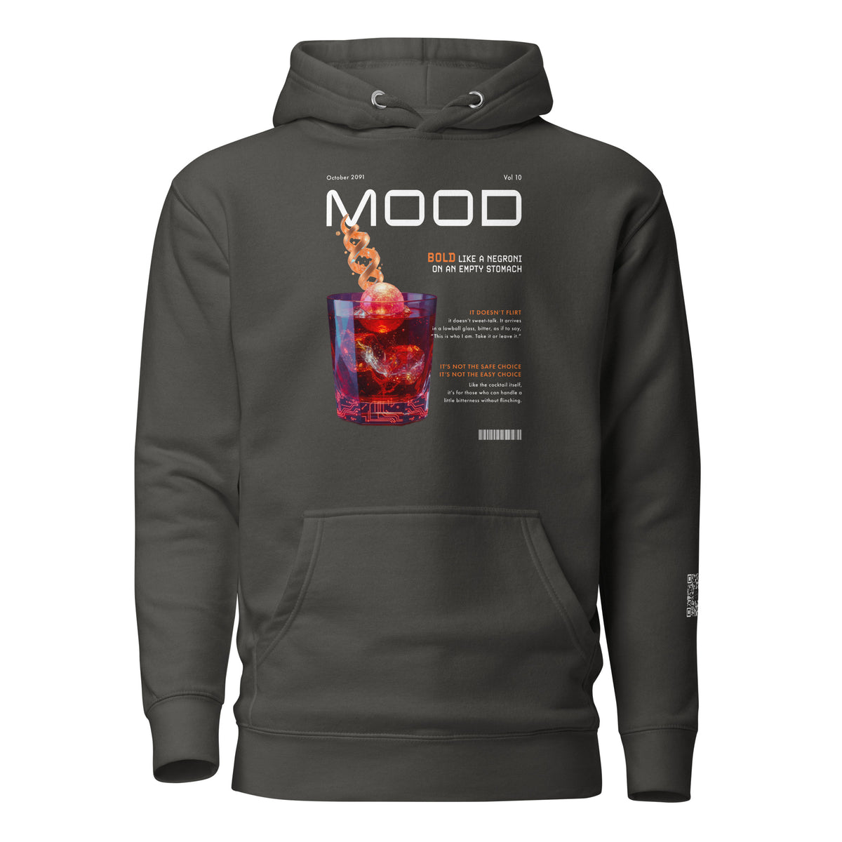 AR vintage black hoodie with a bold Negroni design on the chest.
