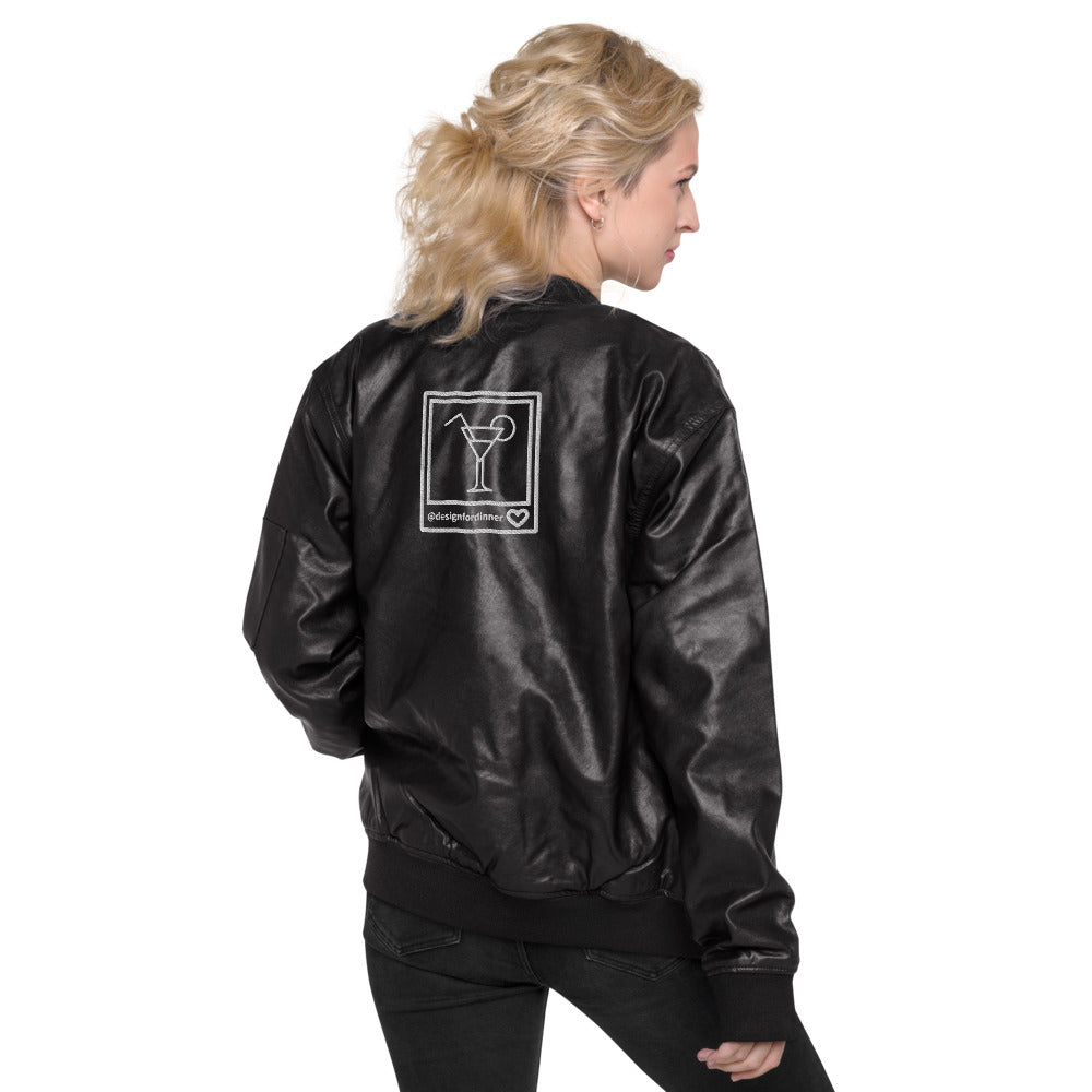 Cocktail Leather Bomber Jacket
