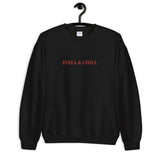 Pizza & Chill Embroidered Sweatshirt freeshipping - Design For Dinner