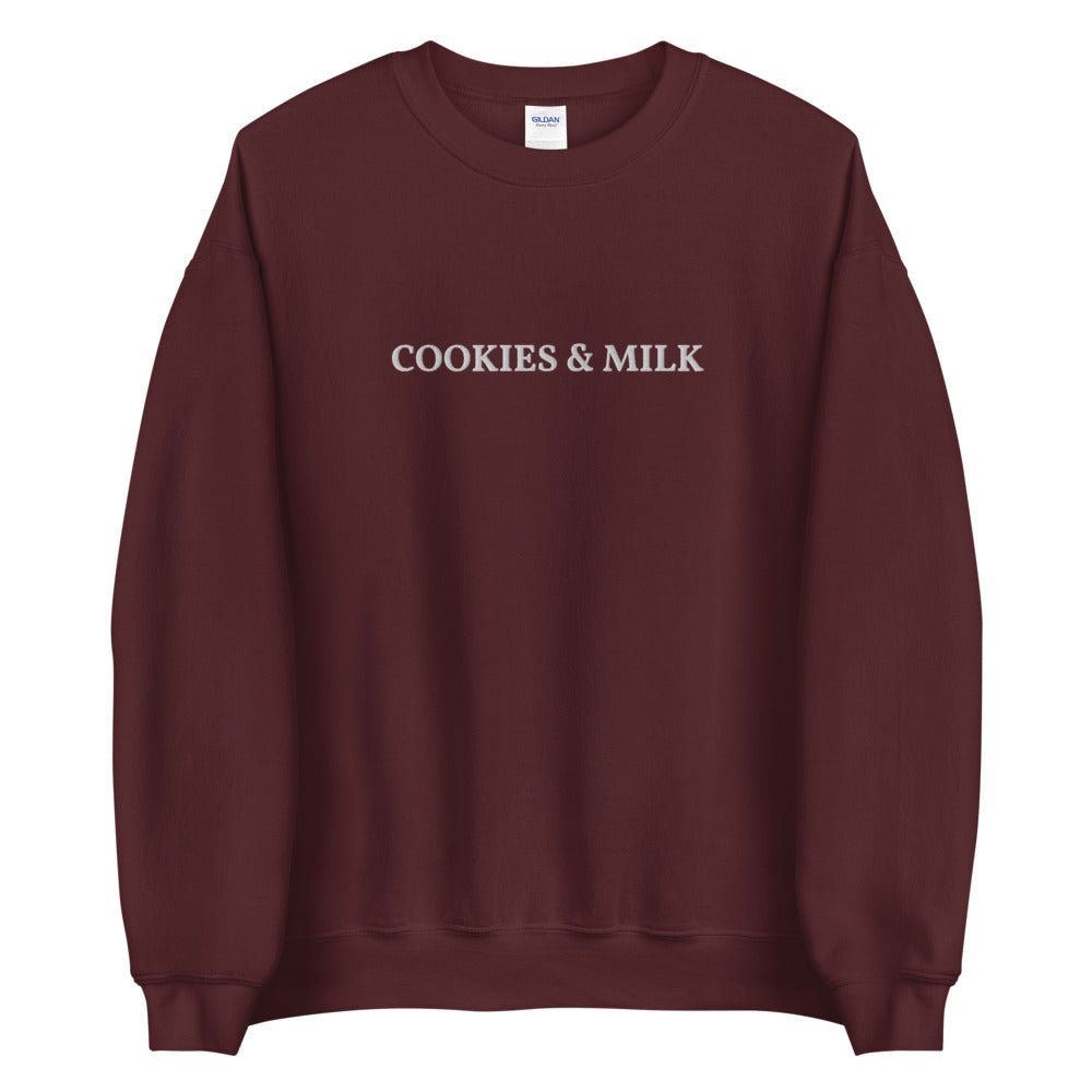 Cookies & Milk Embroidered Sweatshirt freeshipping - Design For Dinner