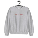 Pizza & Chill Embroidered Sweatshirt freeshipping - Design For Dinner